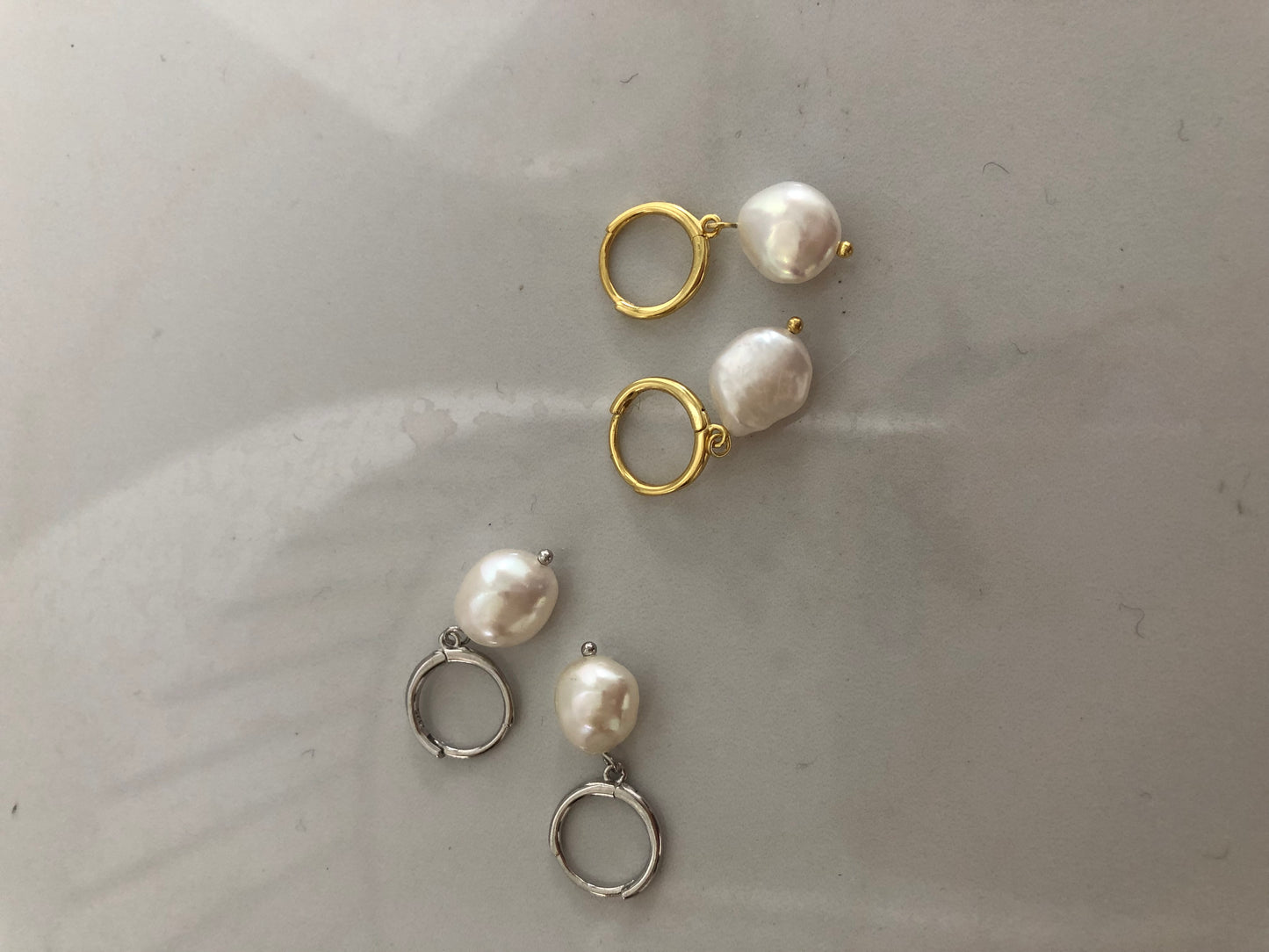 Baroque pearl drop earring